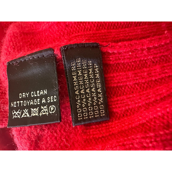 Ralph Lauren 100% Cashmere Slim Fit Cable Knit Crew Neck Sweater Red Size Small - Picture 9 of 15